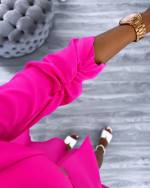 Pink Gold-buttoned Jumpsuit