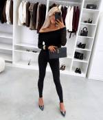 Czarny Top Z Elastycznej Koronki