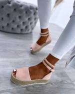 Light Pink Comfortable Platform Shoes With Braided Sole