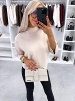 Розовый Уютный свитер с высоким воротом