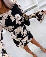 Fuksja Wzorzysta Sukienka Bodycon
