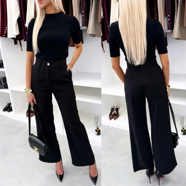 Black Straight-cut Tailored Trousers