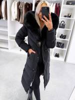 Czarny Zimowa Parka Z Regulowanym Pasem