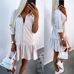 White Flowy Buttoned Dress