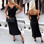 Lilla Õlapaeltega Siidjas Kleit