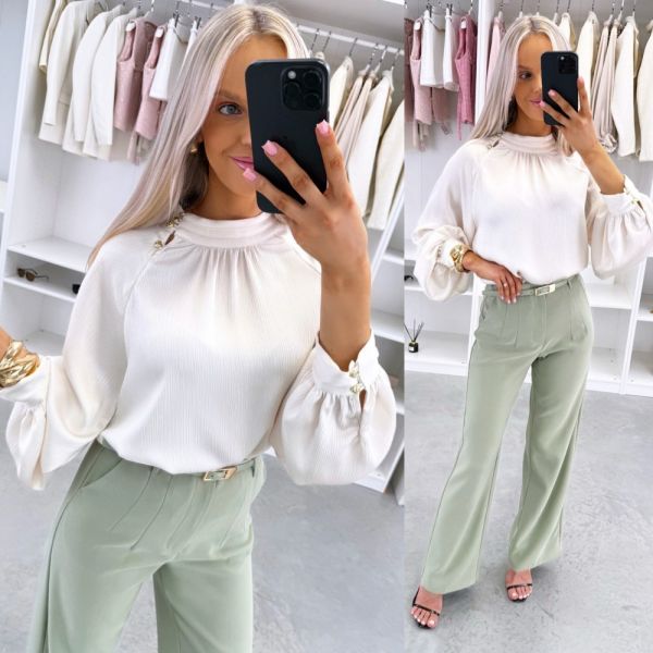 Helebeež Kuldsete Nööpidega Langev Pluus