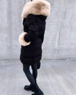 Black Adjustable Waist Winter Coat