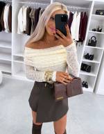 Czarny Top Z Elastycznej Koronki