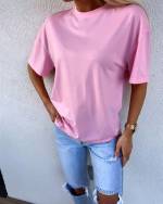 Rožinis Oversized Stiliaus Marškinėliai
