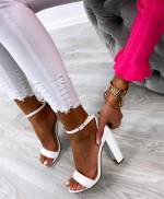Rose Gold Faux Leather Block Heel Shoes