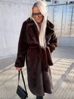 Pruun Luksuslik Eest Seotav Talvemantel