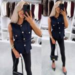 Roosa Vööga Vest-jakk