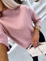 Розовый Уютный свитер с высоким воротом