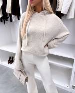 Pelēks Mīksts Džemperis Ar Kapuci