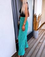 Green Pleated Slip Trousers