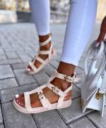 White Gold-detail Sandals