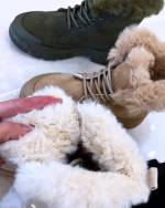 Camel Winter Boots With Laces