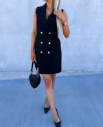 Black Dress With Golden Buttons