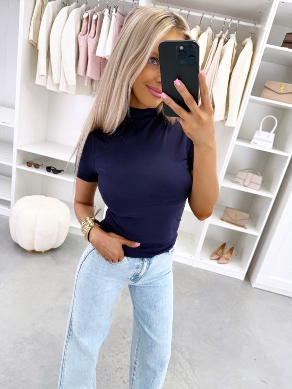 Jūras Zils Elastīgs Un Maigs Tops