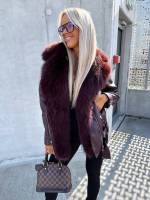 Bēša Oversize Mākslīgās Kažokādas Jaka Ar Siltu Oderi