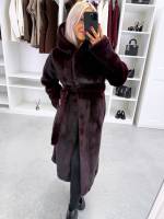 Pruun Kapuutsiga Luksuslik Talvemantel