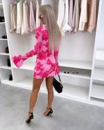 Fuksja Wzorzysta Sukienka Bodycon
