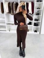 Melns Elastīga Džemperkleita Ar šķēlumu Sānos