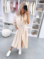 Roosa Vööga Pikem Kleit