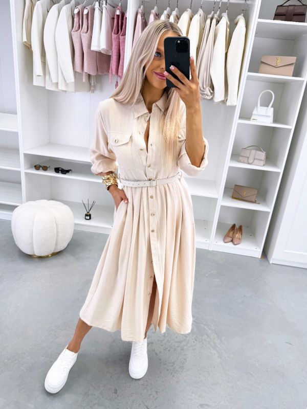 Beež Vööga Pikem Kleit