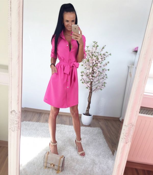 Pink Casual Dress With Pockets