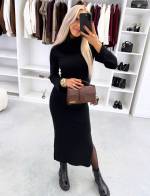 Pruun Kõrge Kaeluse Ja Lõhikuga Kampsunkleit