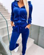 Синий Бархатный спортивный костюм