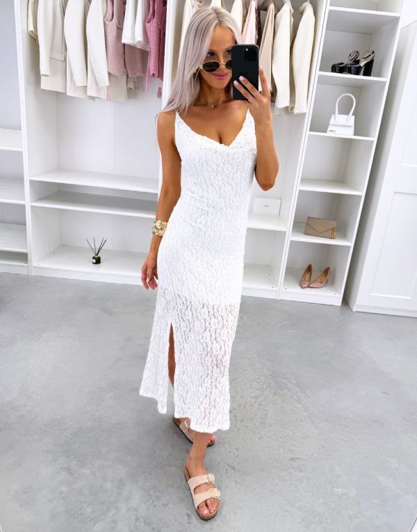 White Stretch Lace Bodycon Dress