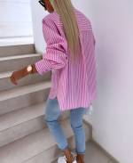 Pink Striped Oversized Blouse