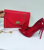 Red Clutch Bag With Golden Chain