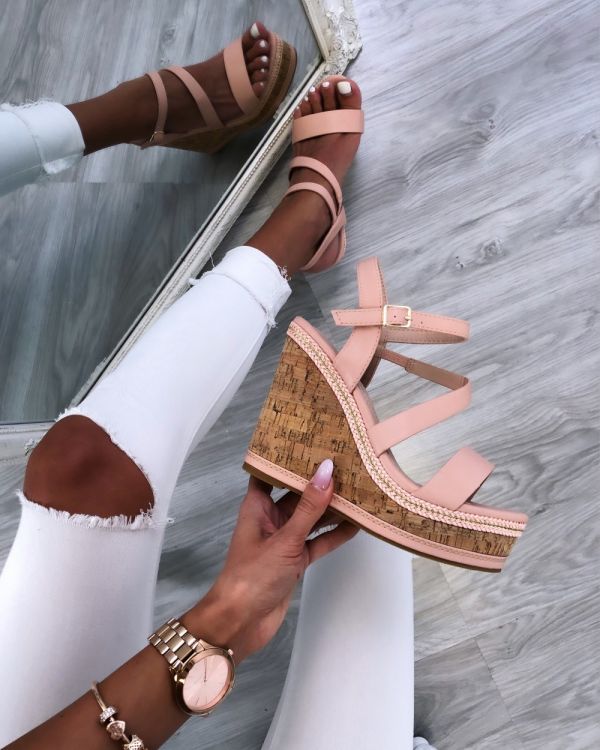 Pink Comfortable Lightweight Wedge Sandals