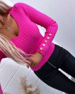 Vaaleanpunainen V-lõikega Džemper