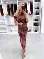 Tumši Violets Viduklī Savilkta, Elastīga Midi Kleita