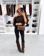 Светло-бежевый Укороченный свитер с жемчужным декором