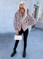 Brūns Mīksta Jaka Ar Rāvējslēdzēju