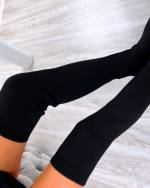 Черный Длинные сапоги из эластичной ткани на блочном каблуке