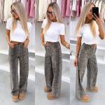 Beež Sirgelõikelised Leopardimustrilised Teksad