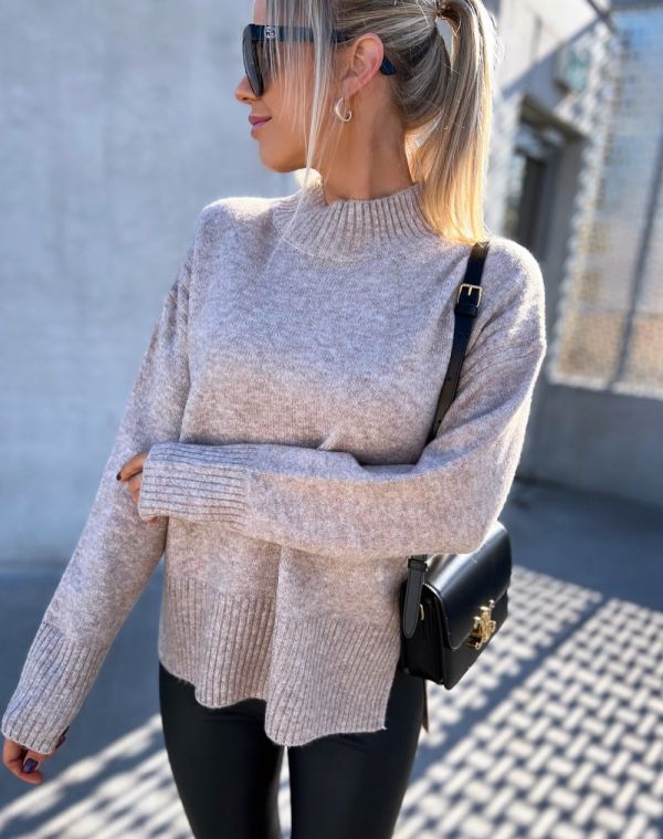 Taupė Soft Sweater With Slit