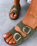 Pink Comfortable Sandals With Golden Detail