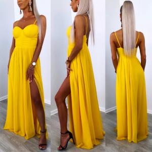 Yellow Slit Maxi Dress