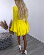 Yellow Siphon Dress Tied In The Middle