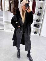 Pruun Kapuutsiga Luksuslik Talvemantel