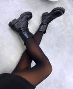 Black Comfortable Lace-up Boots