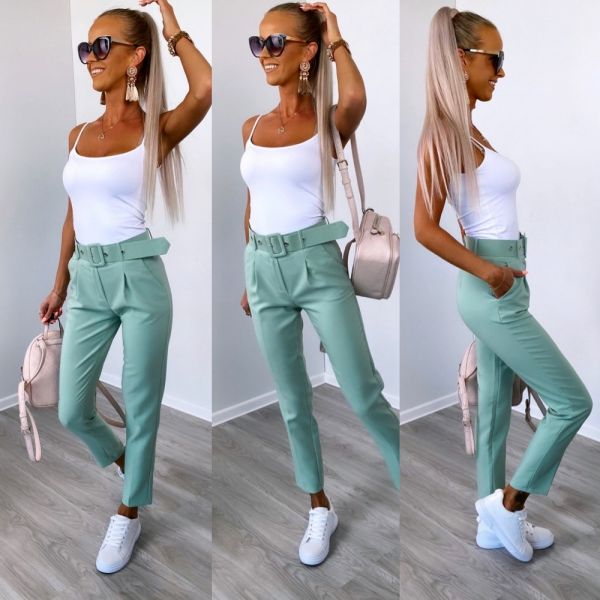 Green Long Belted Pants