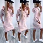 Tamsiai Pilka Hooded Pullover Dress